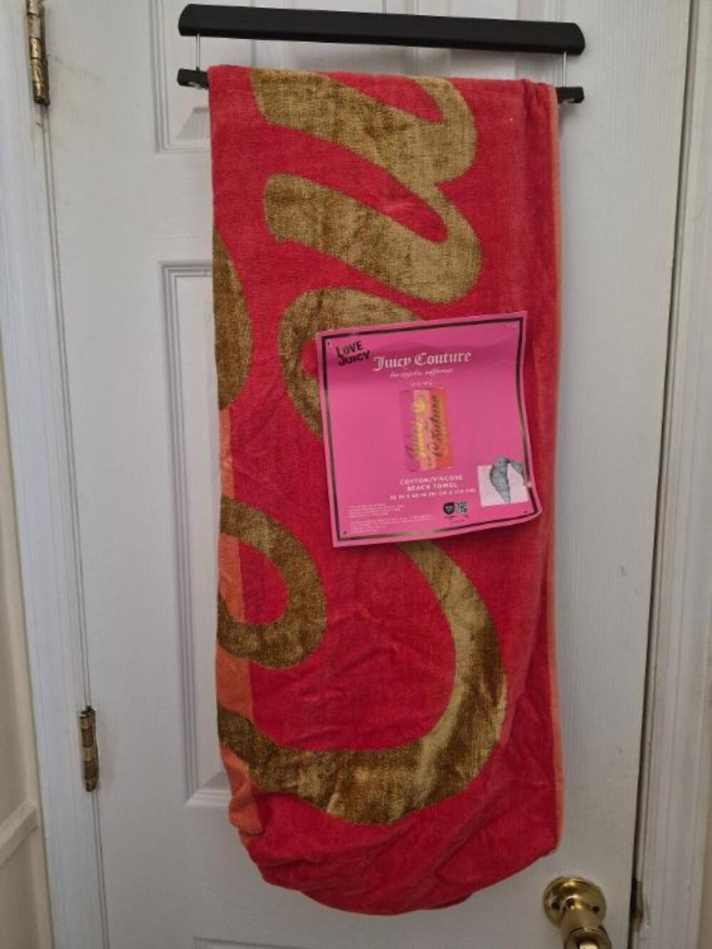 Juicy Couture Red & Gold Beach Towel